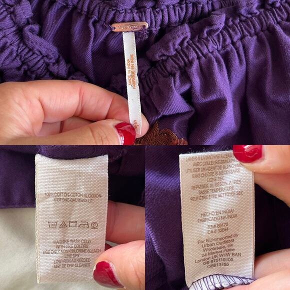 FREE PEOPLE Mini Dress Fleur du Jour Embroidered Tunic Purple Off the Shoulder - Picture 11 of 16